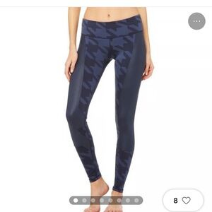 Alo Yoga Accelerate Leggings Blue Navy Accent Houndstooth Size medium